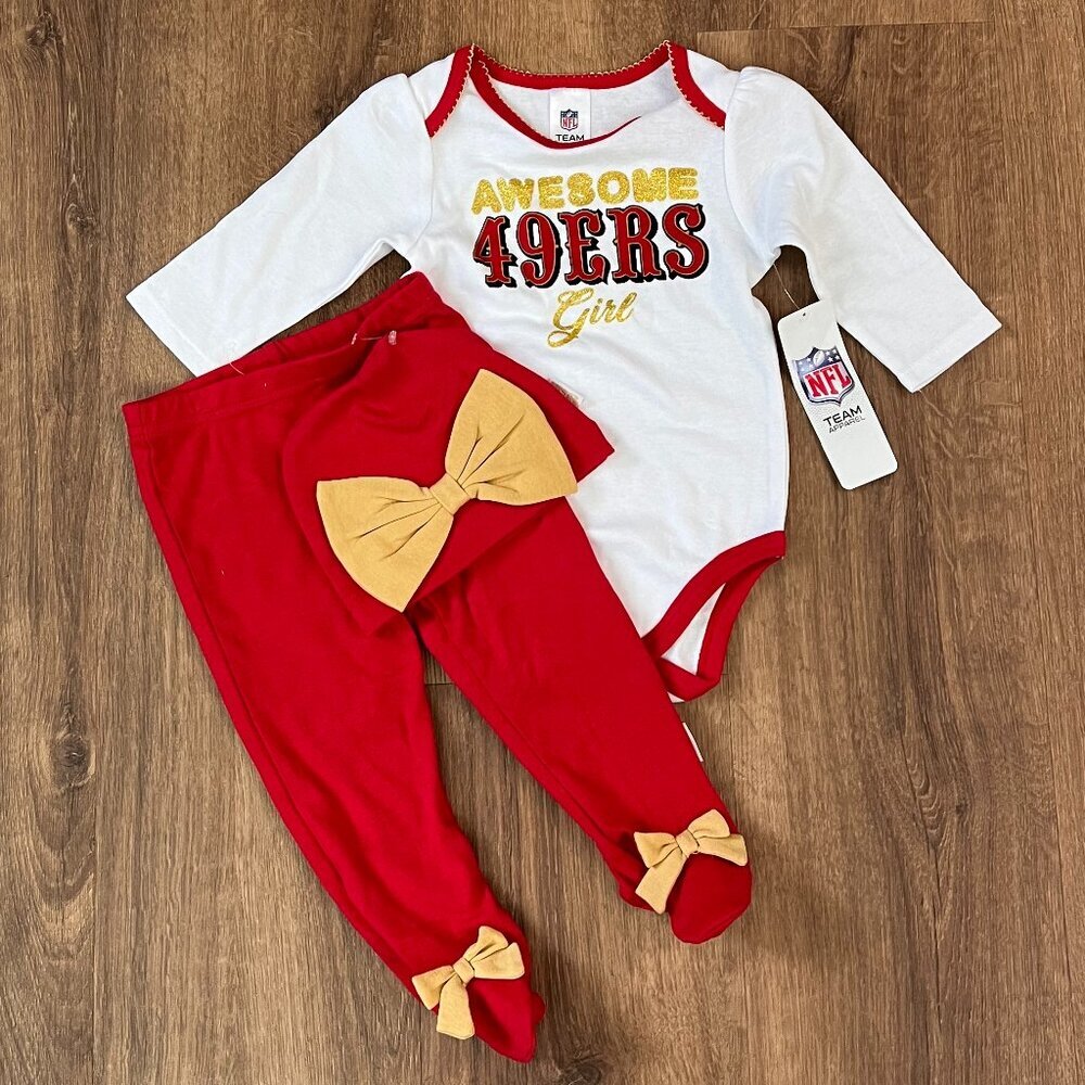 NEW 49ers Bodysuit Cheer Set Football Sz 6-9M
